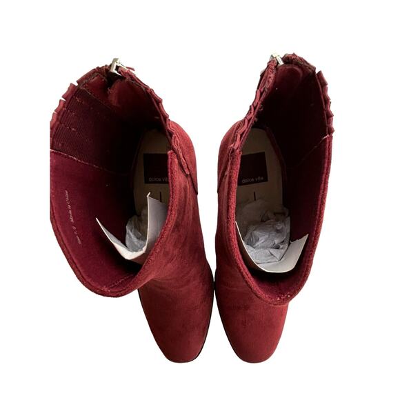 Dolce Vita Women's Wedge Red Faux Suede Zippered  Ankle Bootie NEW Size 7.5; - Picture 5 of 8